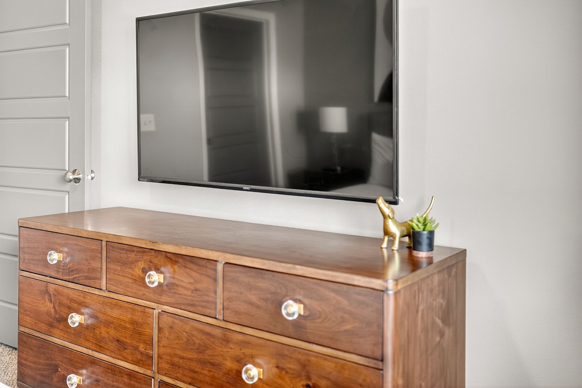 Full size dresser for you to use during your stay and the 55" smart TV is ready to go for streaming.