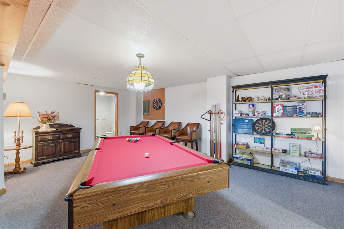 Pool table in game room