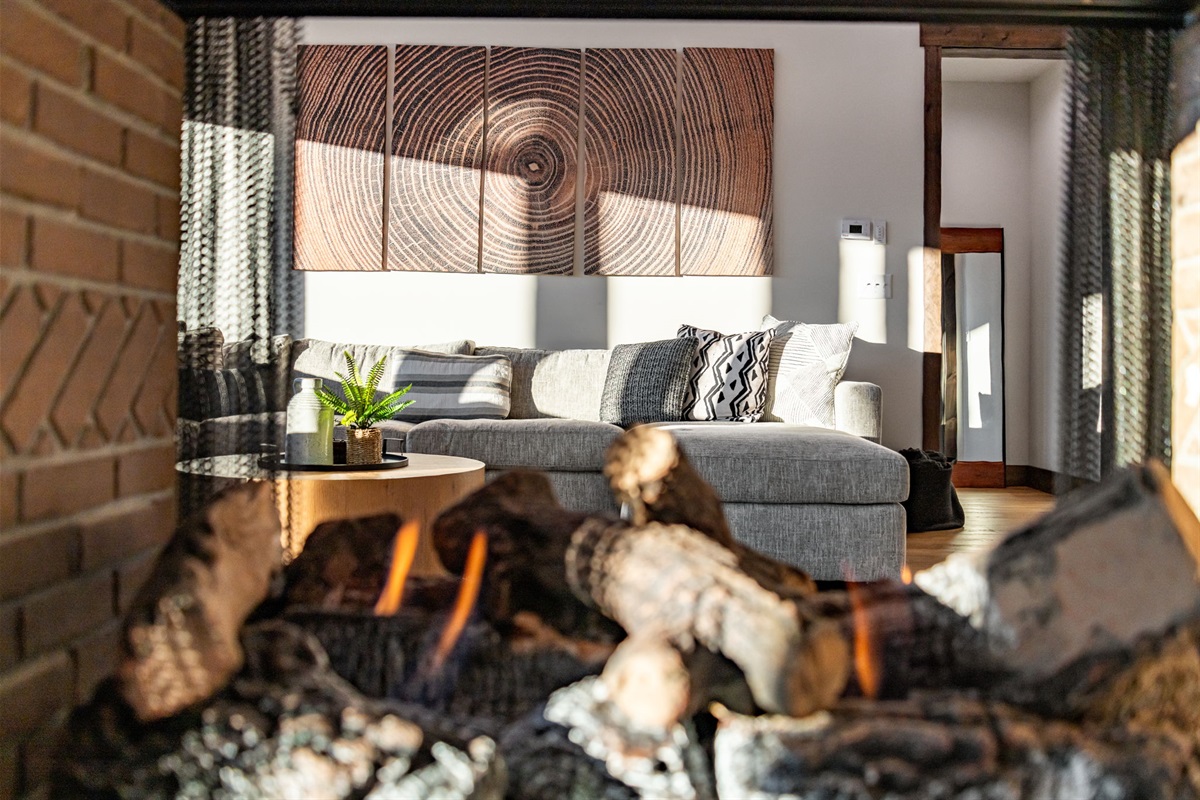 Modern lines softened by warmth and mountain light.