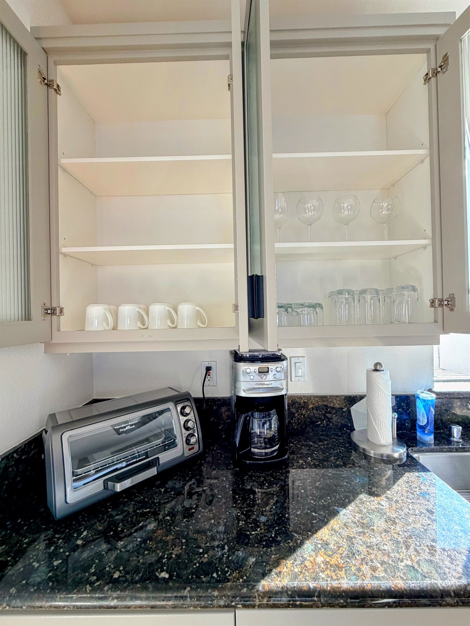 Coffee and toaster oven.