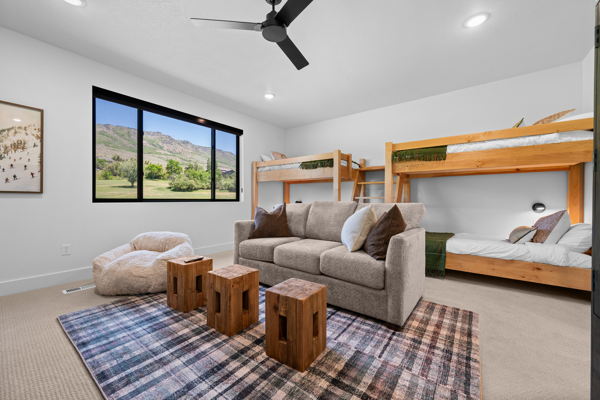 Gather for movie nights, games, and relaxation upstairs.