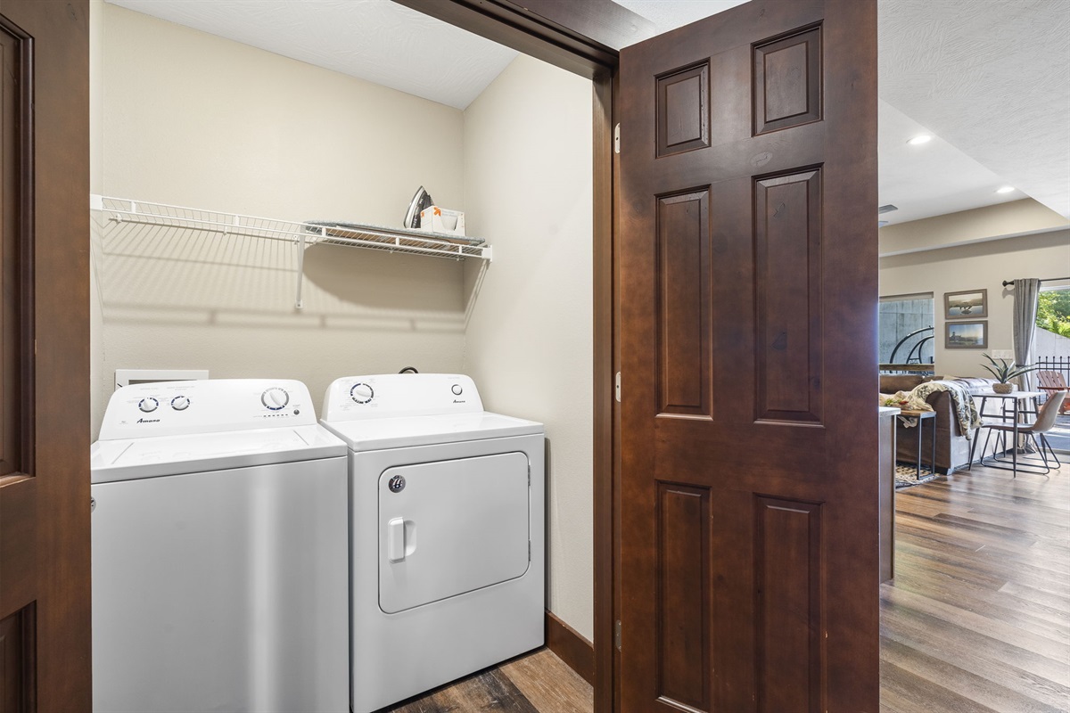 Two sets of washers and dryers in this unit. One upstairs and one downstairs