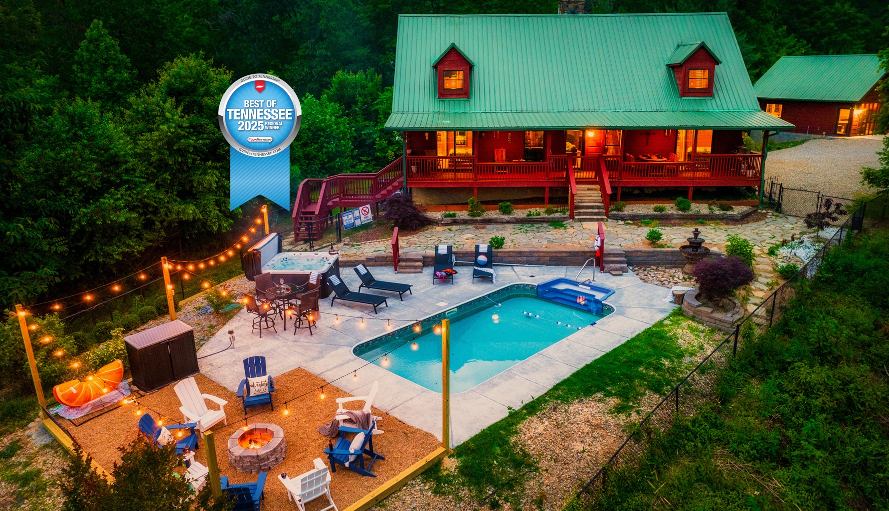 From the backyard oasis to the cozy yet spacious cabin to the detached game room and theater room, this amazing property has it all! Come see why we earned Best of TN Regional Winner in 2025!