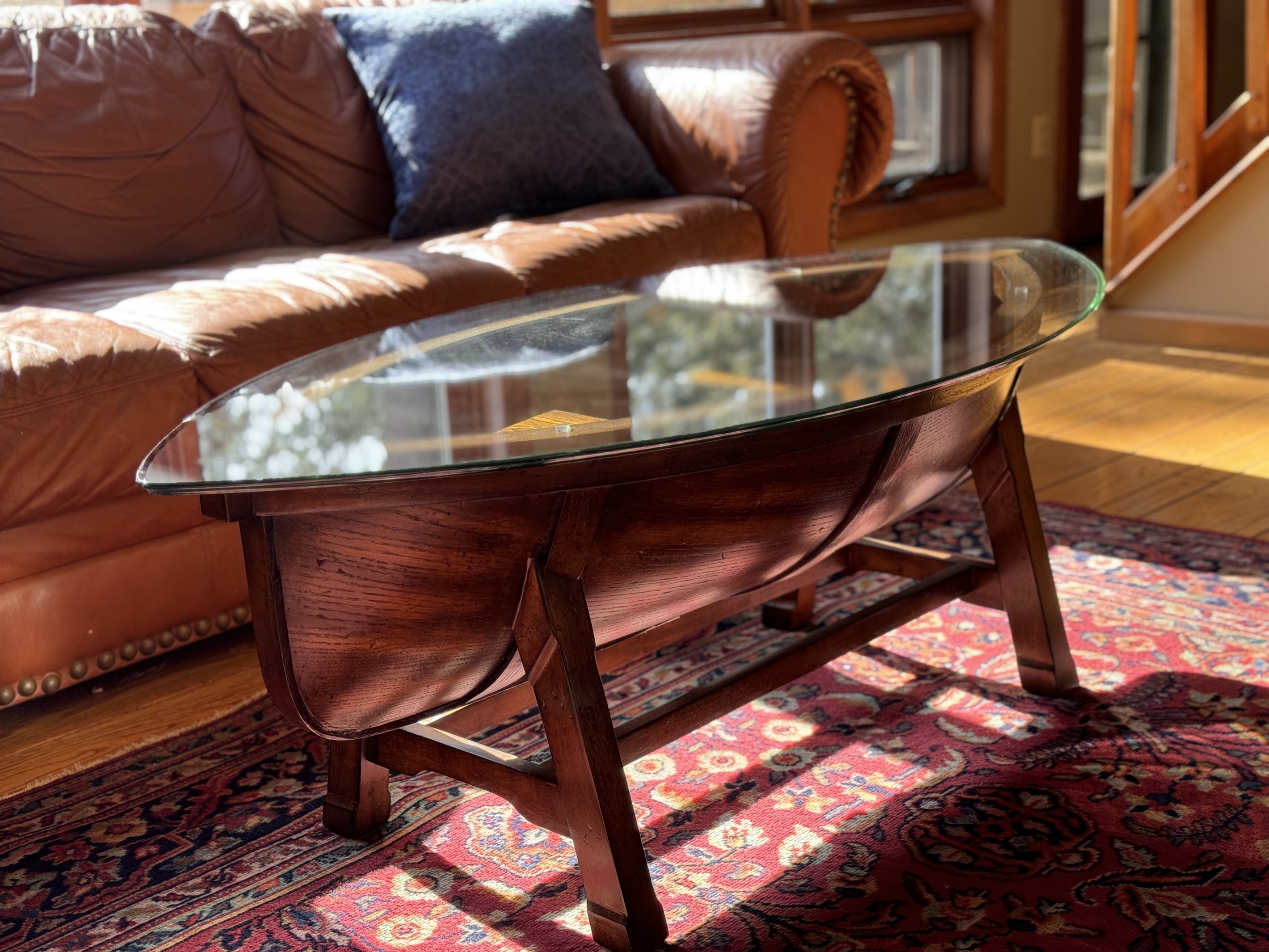 Camp Havon, sweet little details like this custom canoe coffee table are sprinkled throughout the house.