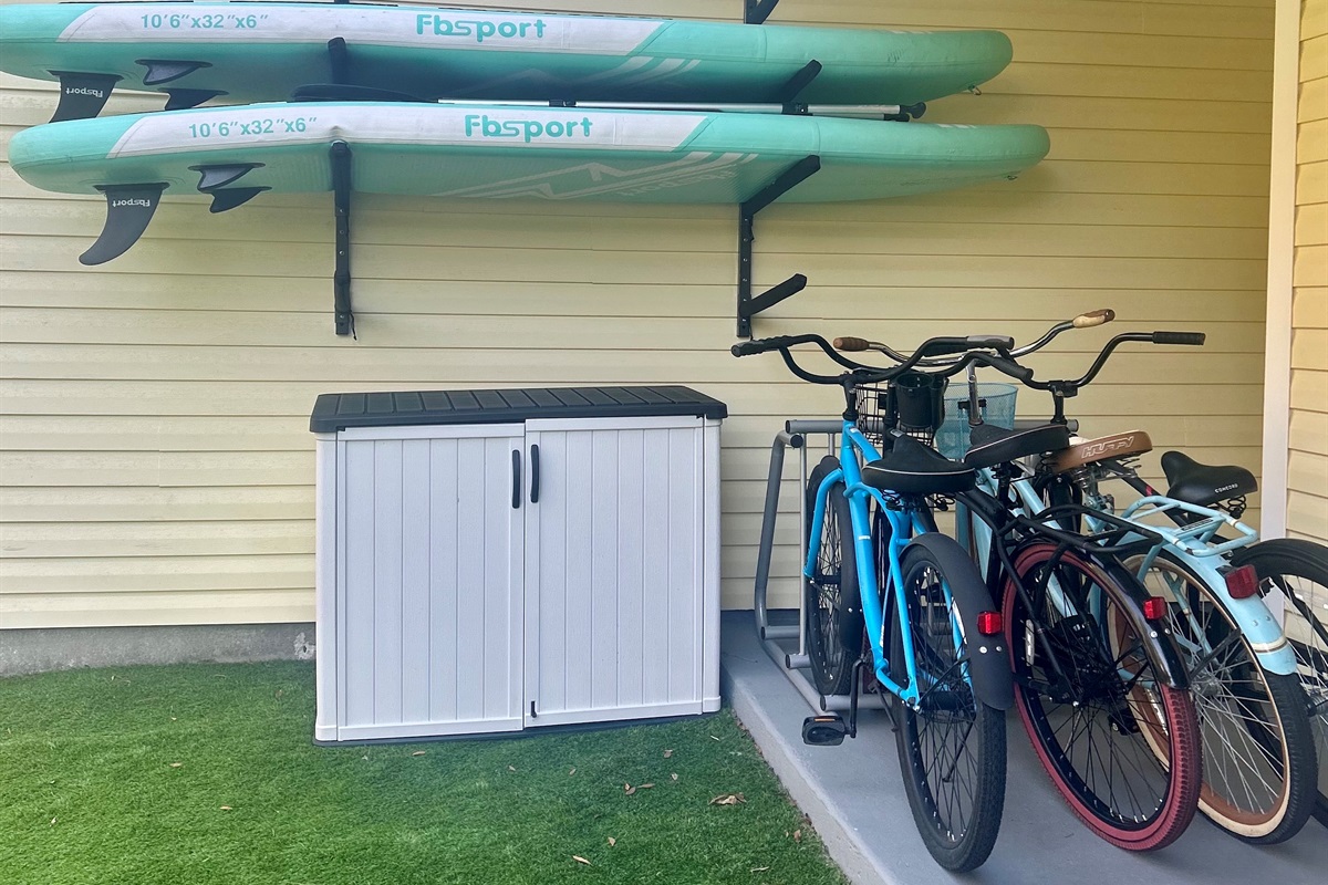 Paddleboards, bikes, and beach gear available with advance notice.