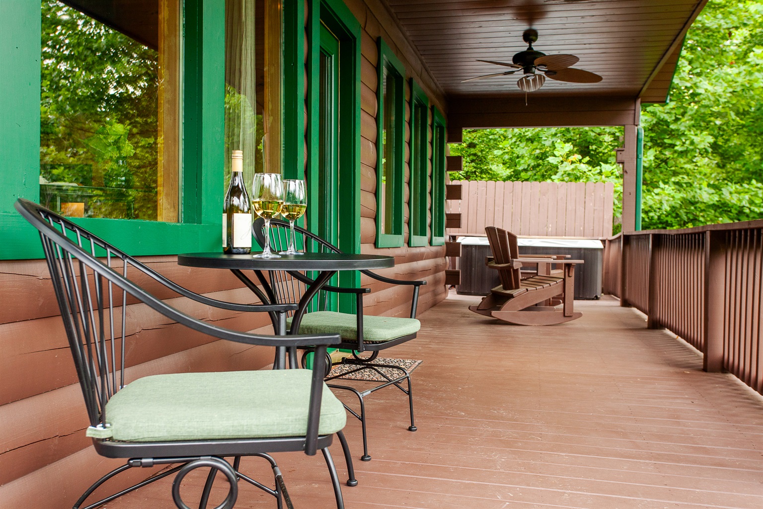 Covered porch with rocking chairs