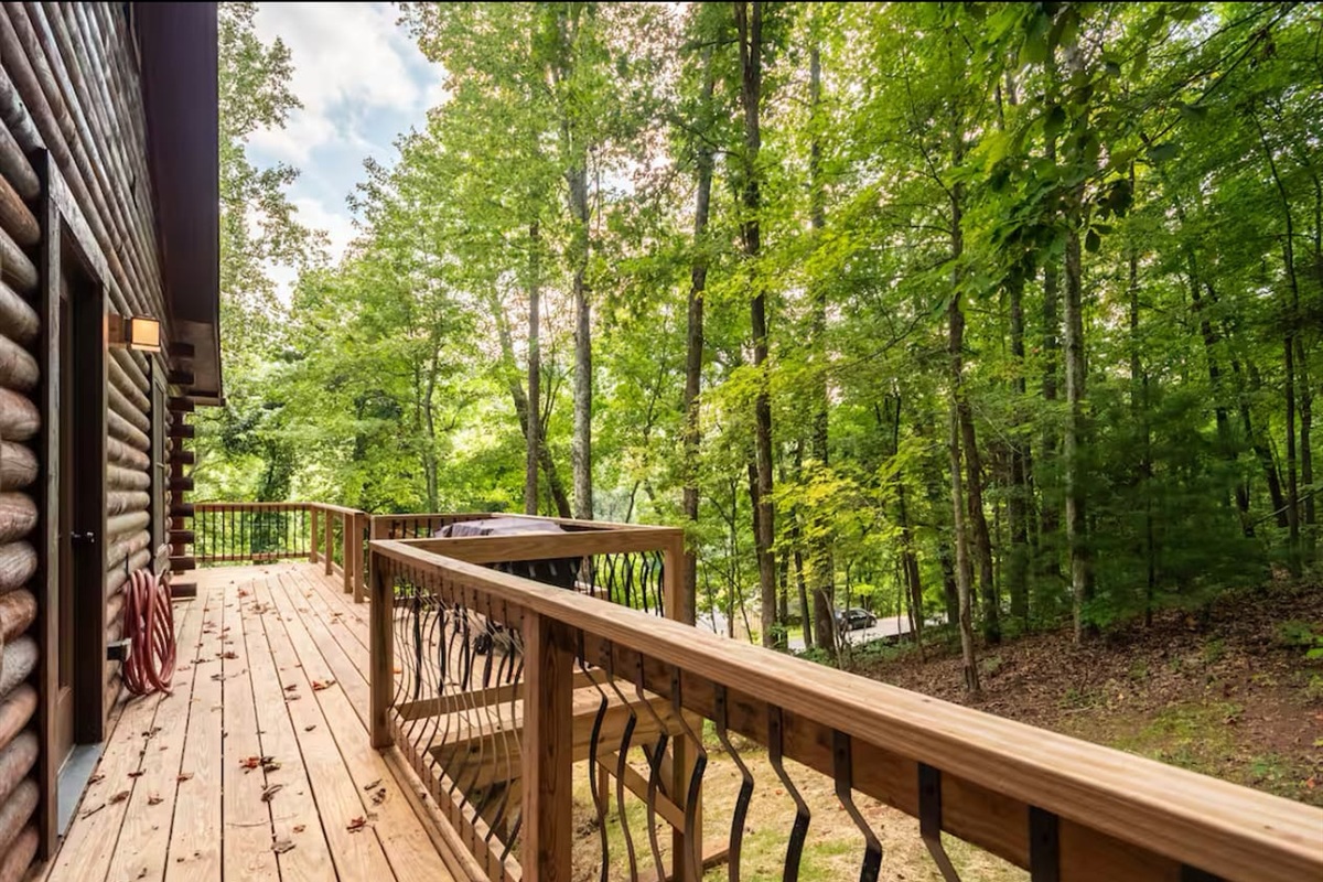 Wrap around deck of the cabin