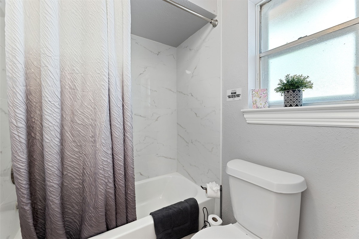 Private master bathroom attached to the king master bedroom