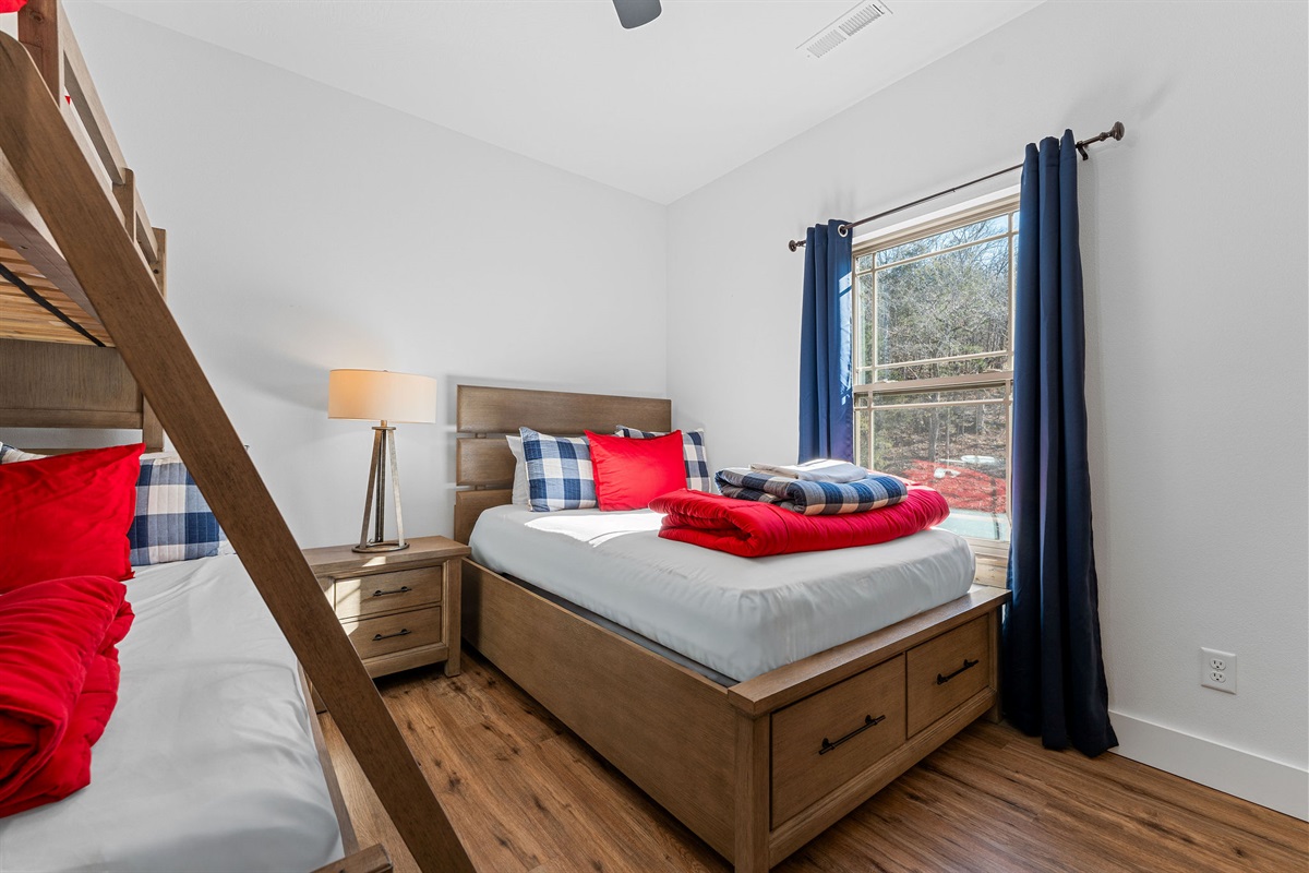 Fun bunk room setup ideal for kids or extra guests.