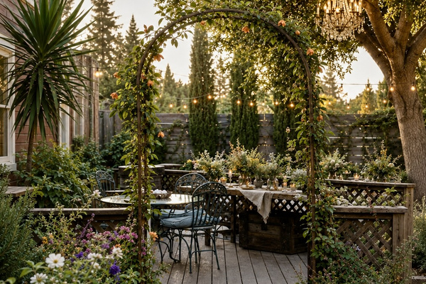 Coffee here, cocktails later. This sunny deck overlooks the courtyard and firepit, with the Kissing Cove tucked just steps away—an easy perch for planning the day, sharing a bottle or dining al fresco. 