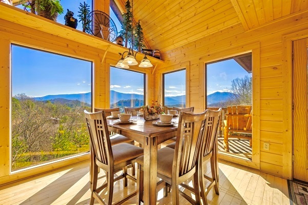 Dining room surronded by breathtaking mountain views