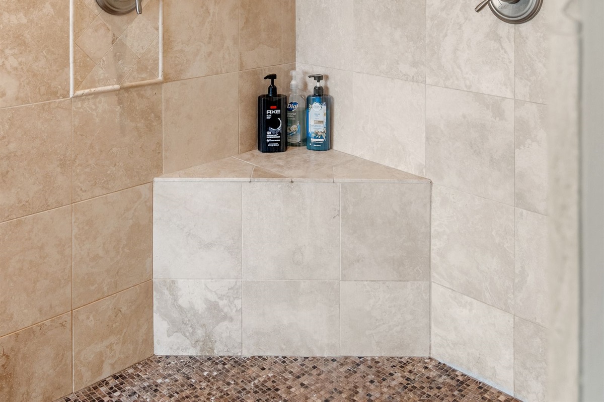 Second floor master bathroom with Lake Winnipesaukee views soaking, tub and walk in shower