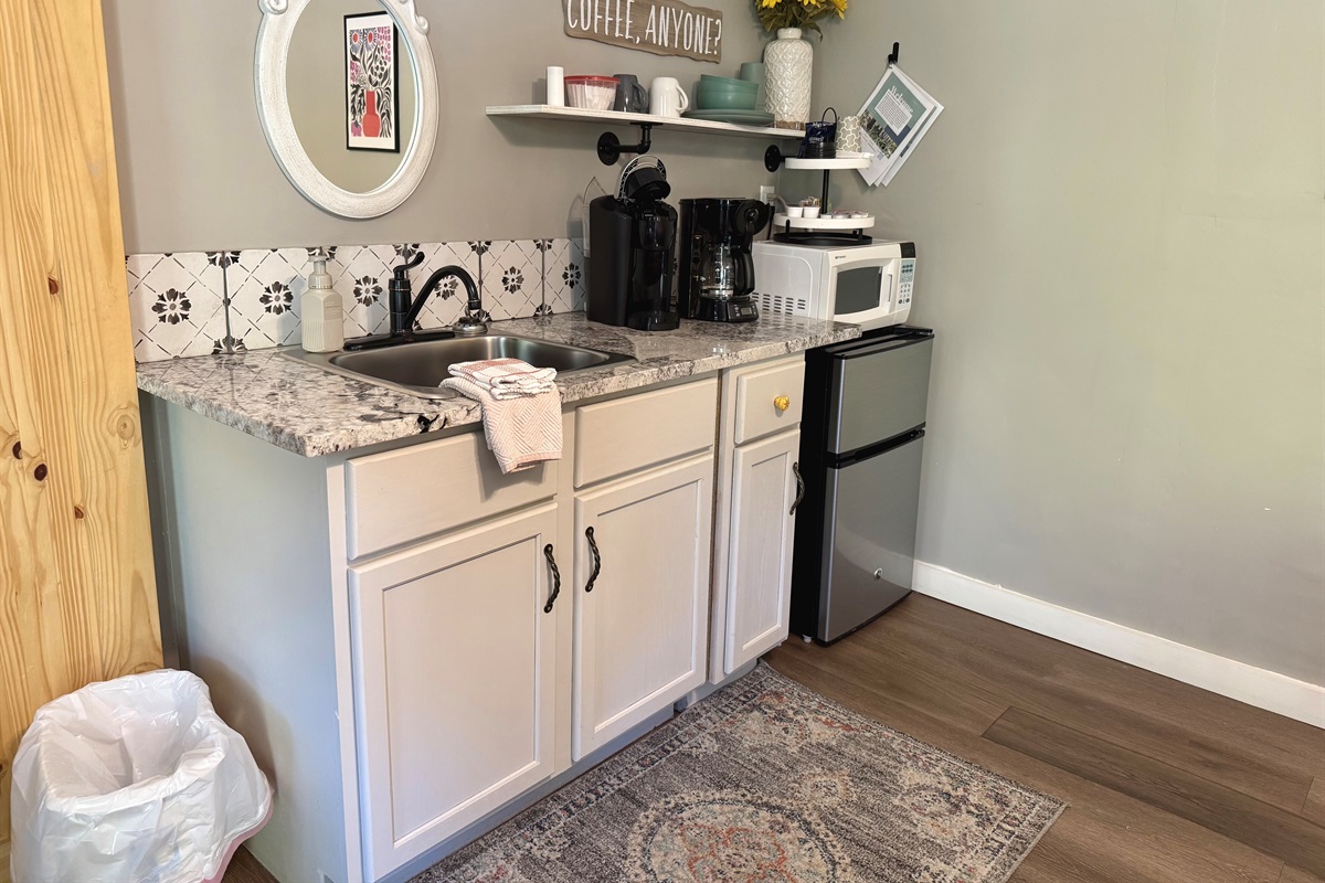 Wet bar with coffee provided