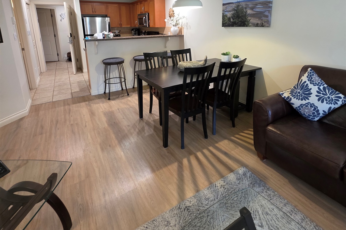Unit A Dining Area with Bar Seating