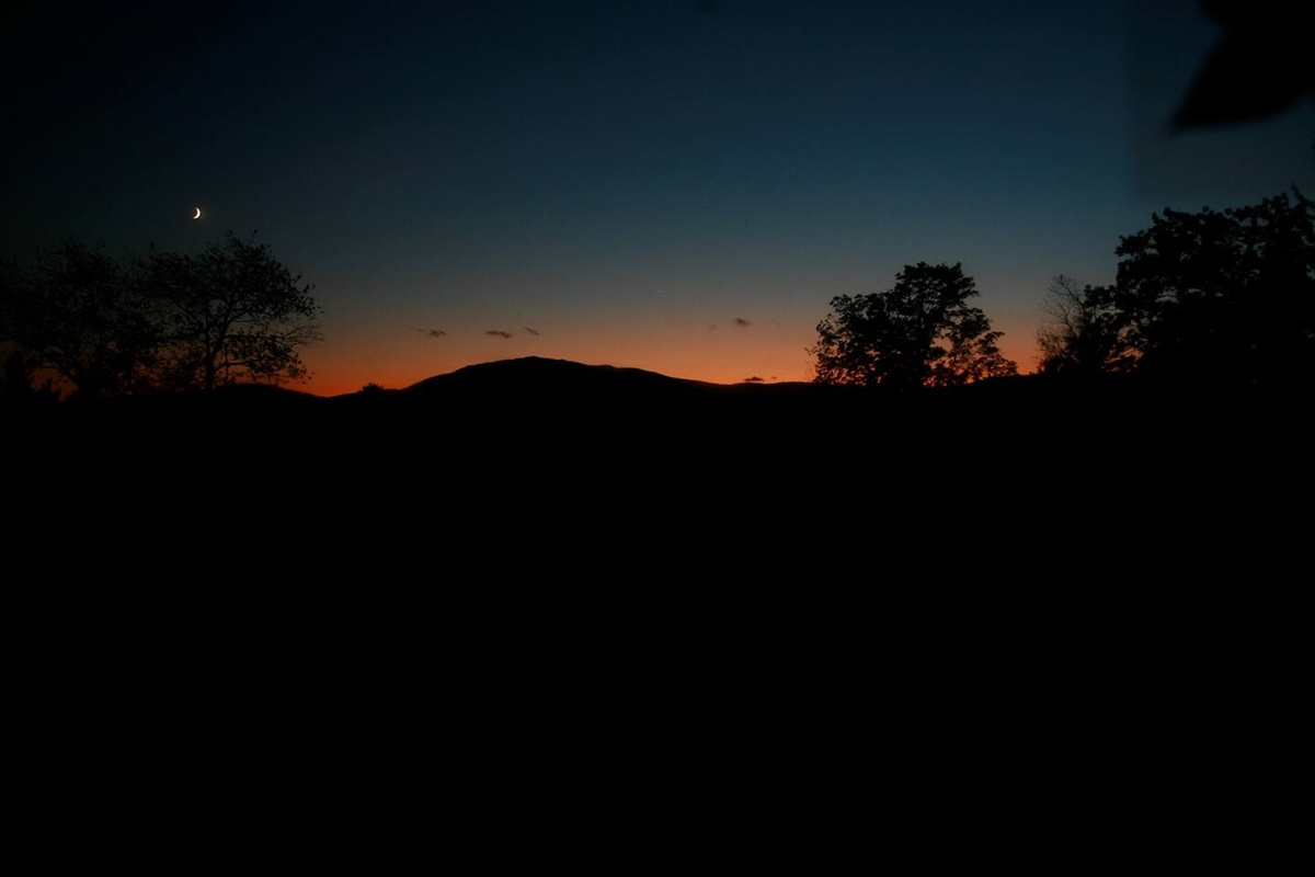 Crescent Moon setting over Mt. Monadnock