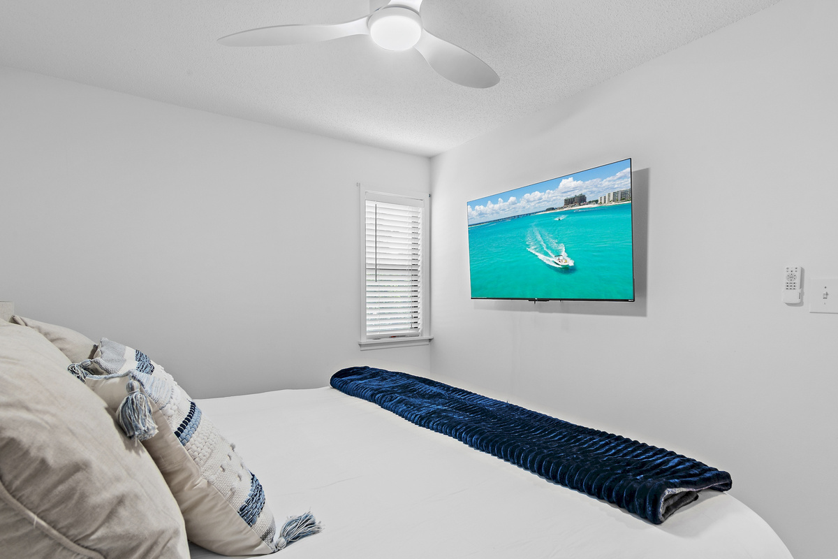 King bed and a smart TV in the bedroom