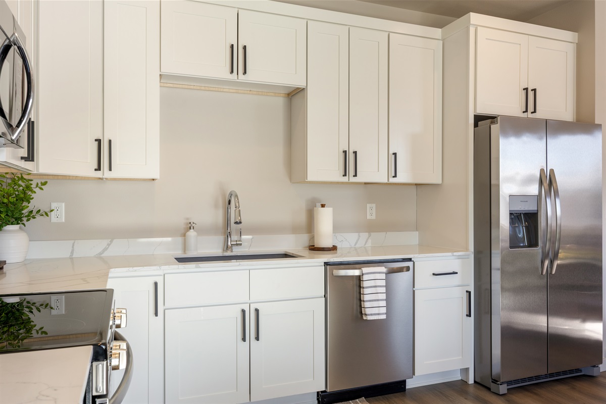 Dishwasher and refrigerator with water/ice dispenser
