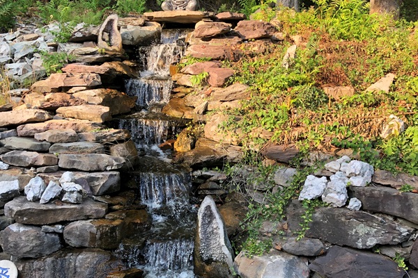 Private Waterfall in Japanese Garden.