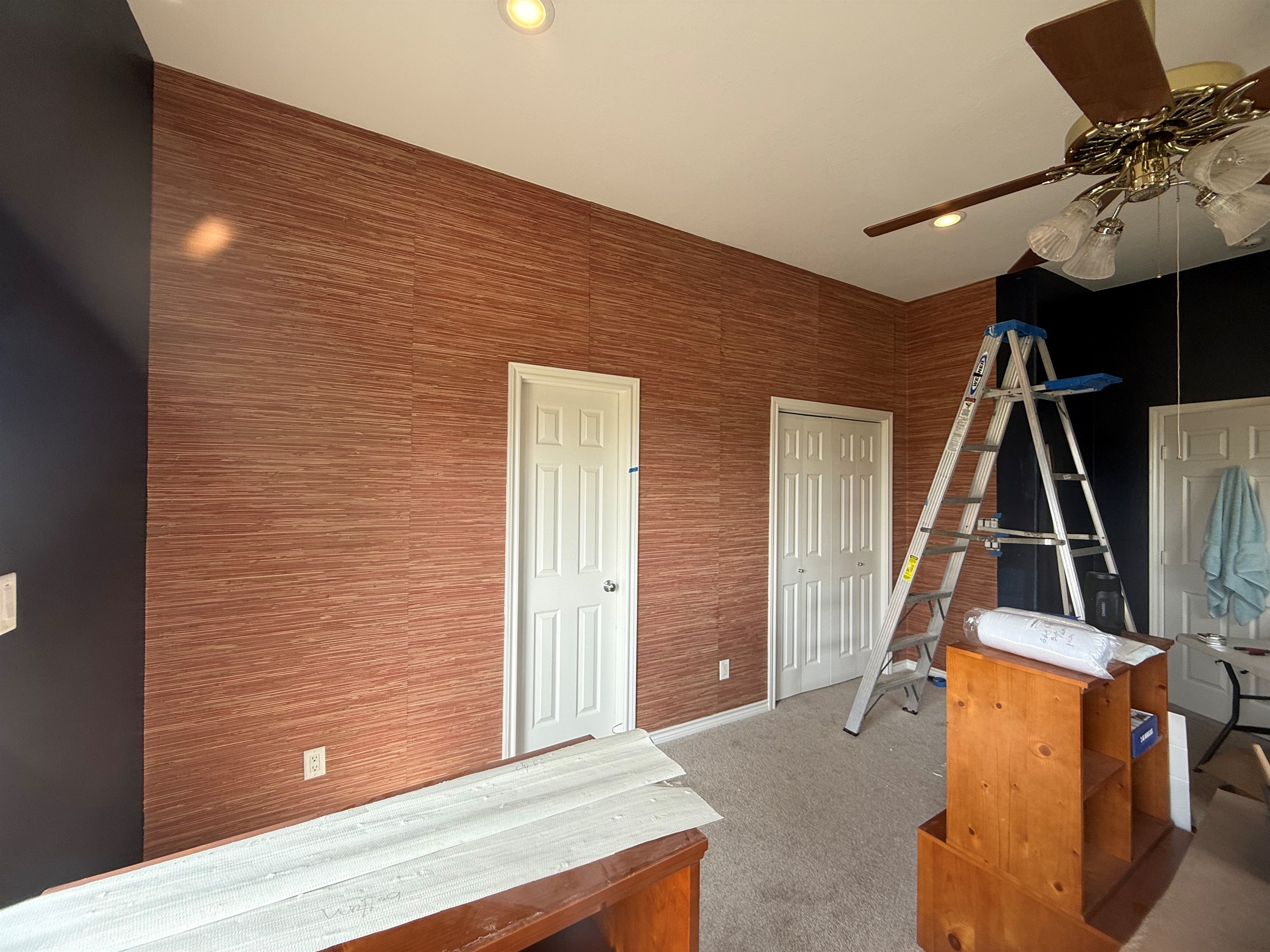 April 1 update - I’m hanging wallpaper in the bunk room. This will be two XL Twins lofted over two Queen beds.  My brother is building custom lofts. 