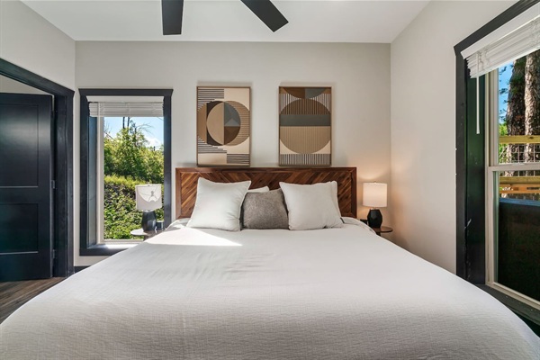 Private lower-level king suite with en-suite bathroom.