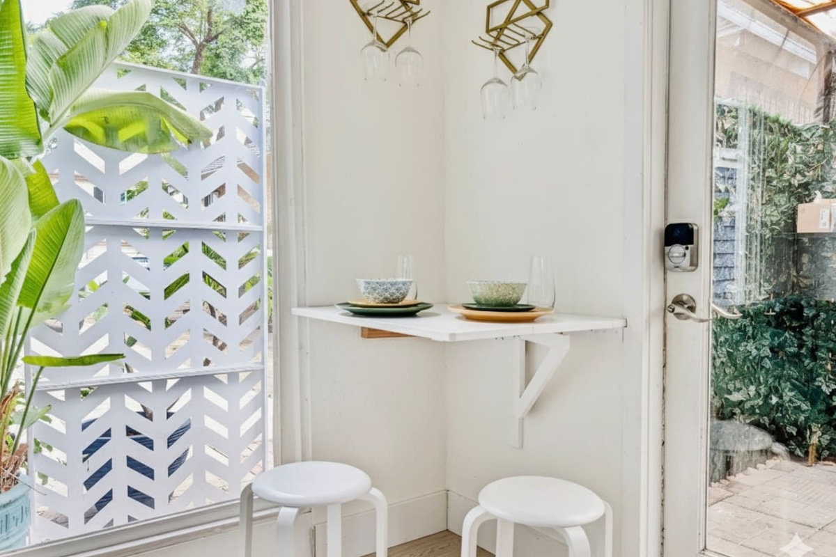Breakfast bar with patio views.
