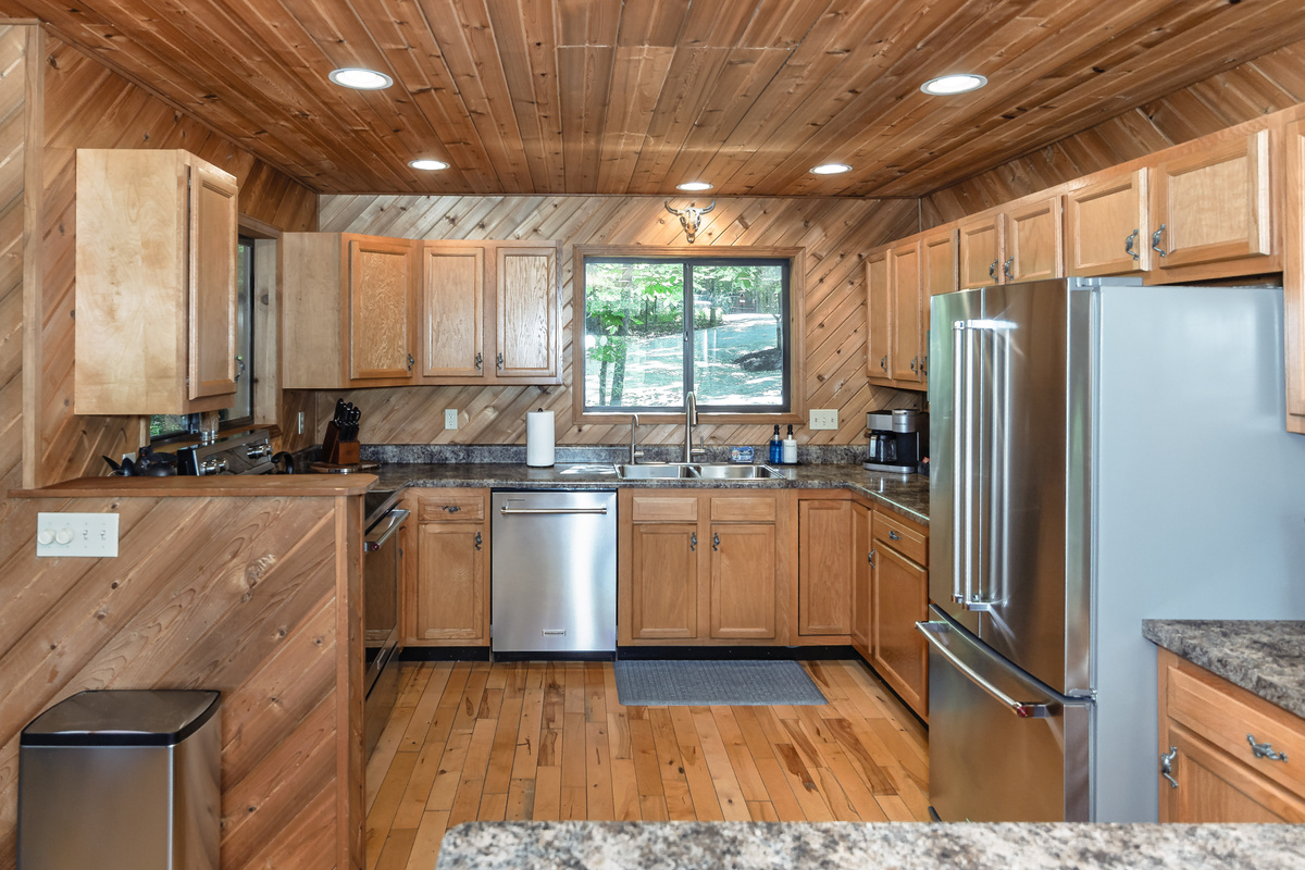 Fully stocked kitchen with everything needed for meals and snacks.