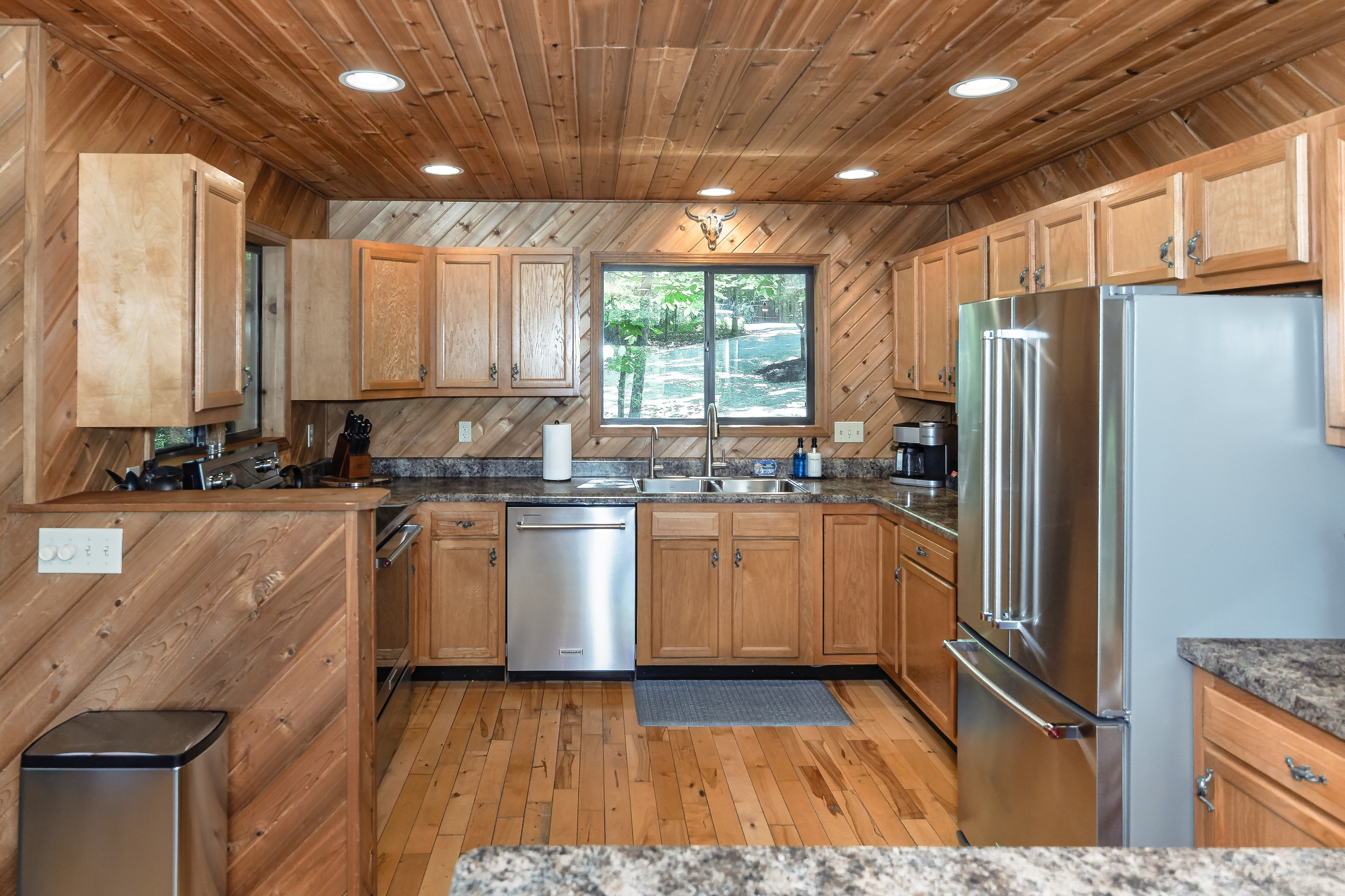 Fully stocked kitchen with everything needed for meals and snacks.