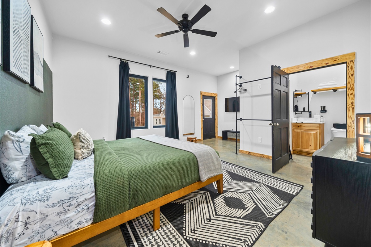 Thoughtfully styled and spacious, this king bedroom provides plenty of room to unpack and feel right at home.