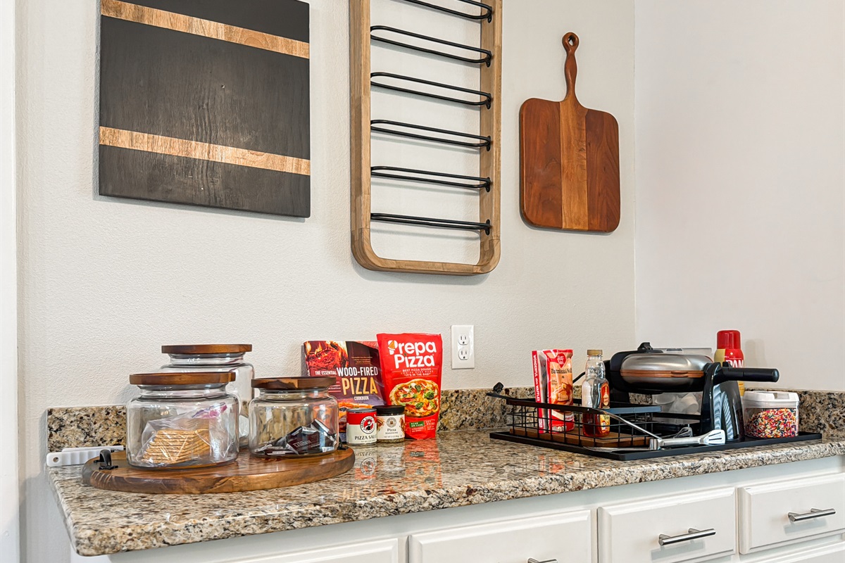 Head over to the breakfast bar for waffle and s’mores supplies!