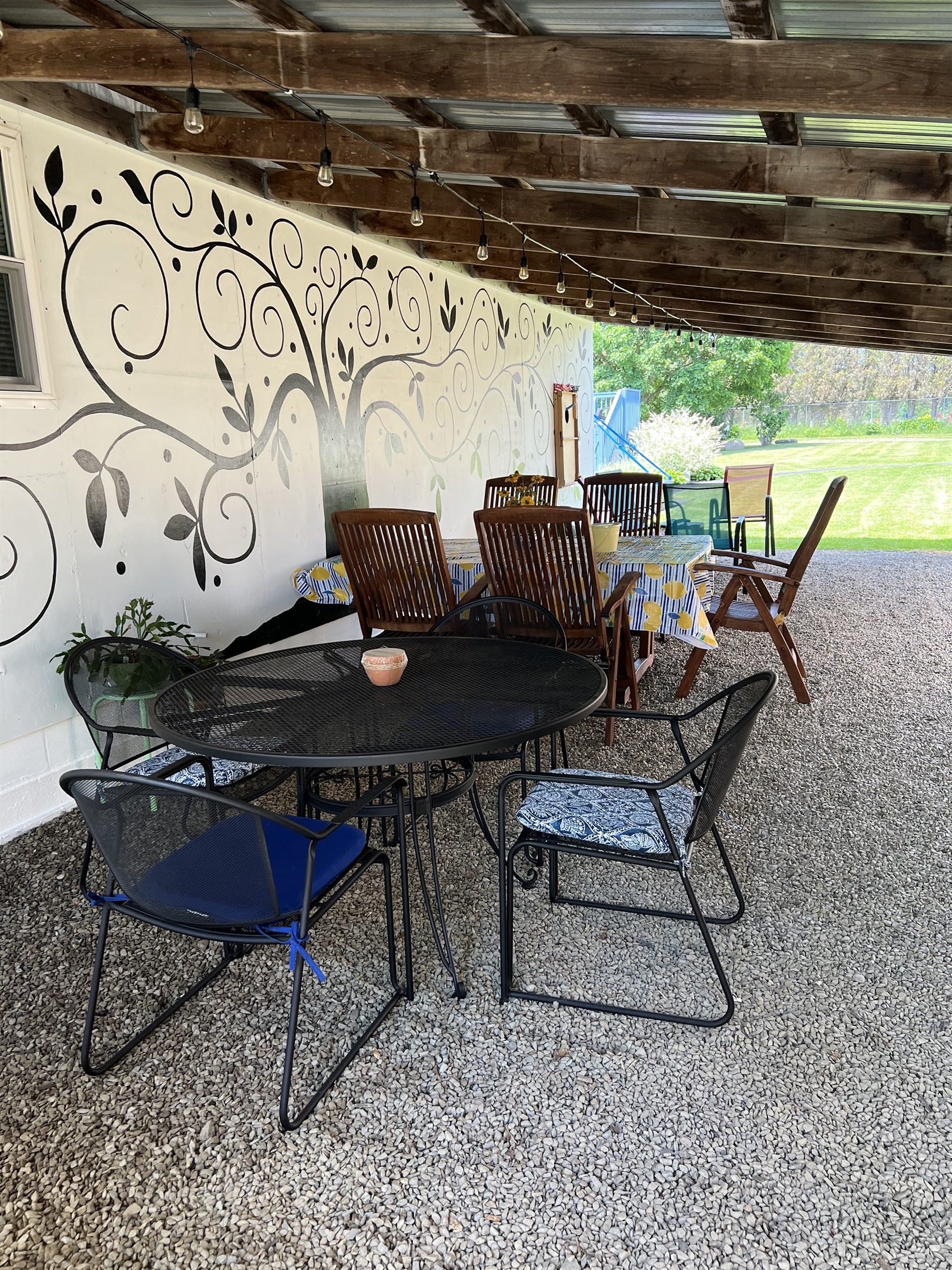 Covered outdoor dining area