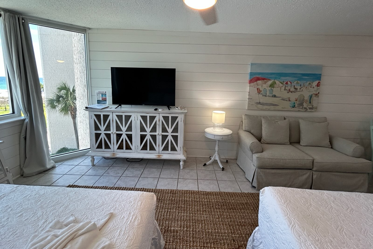 Comfortable seating and smart TV for relaxing nights