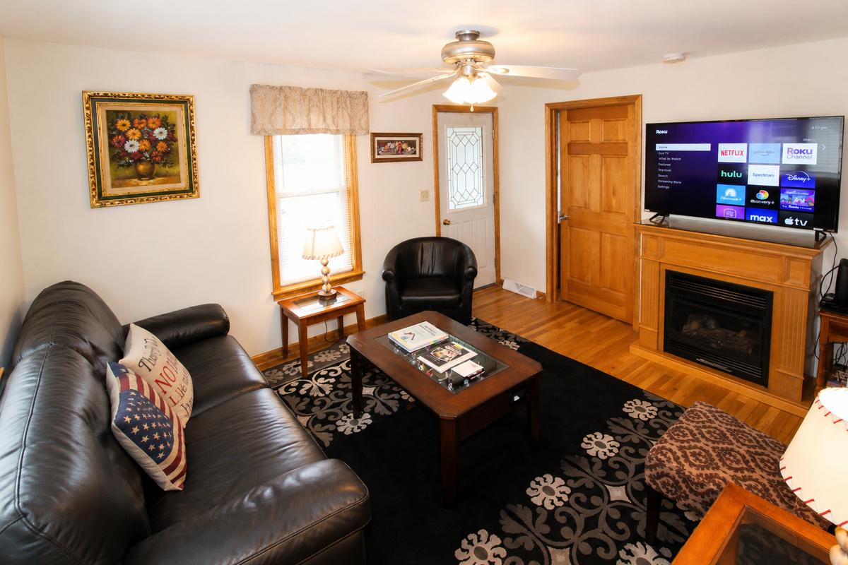 60" smart Roku TV in the living room.  Bring your streaming apps and watch all your favorite teams or have a family movie night in your home away from home.
