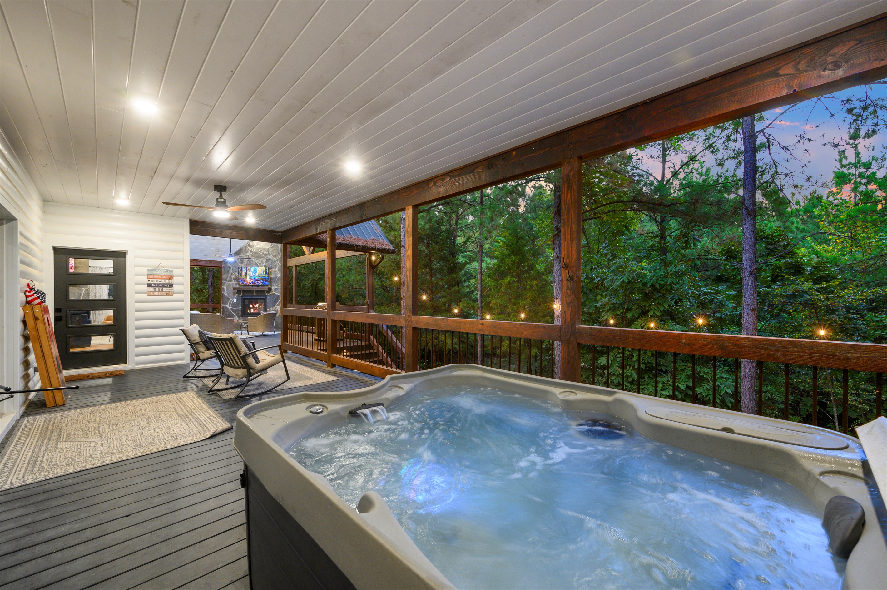 Did we mention your hot tub? Bubbly, cozy, and surrounded by forest views—pure relaxation awaits!