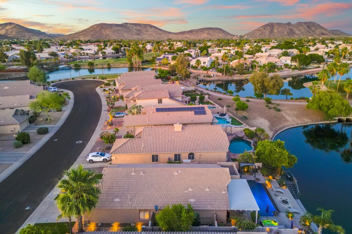 Nestled along the winding lake with South Mountain as your backdrop, the location alone is worth the trip — and the private pool makes it that much harder to leave.