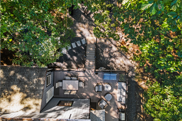 Mature Poconos trees, provide a calm, shaded area and a built-in sense of seclusion.