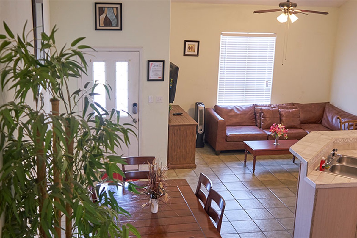 Open area living room/kitchen