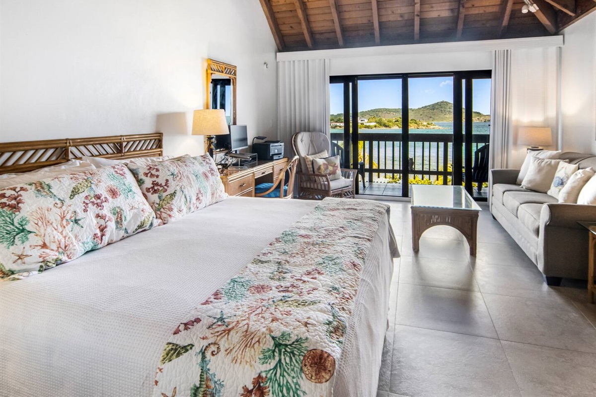 Upstairs Primary bedroom with incredible view of Sapphire Beach.