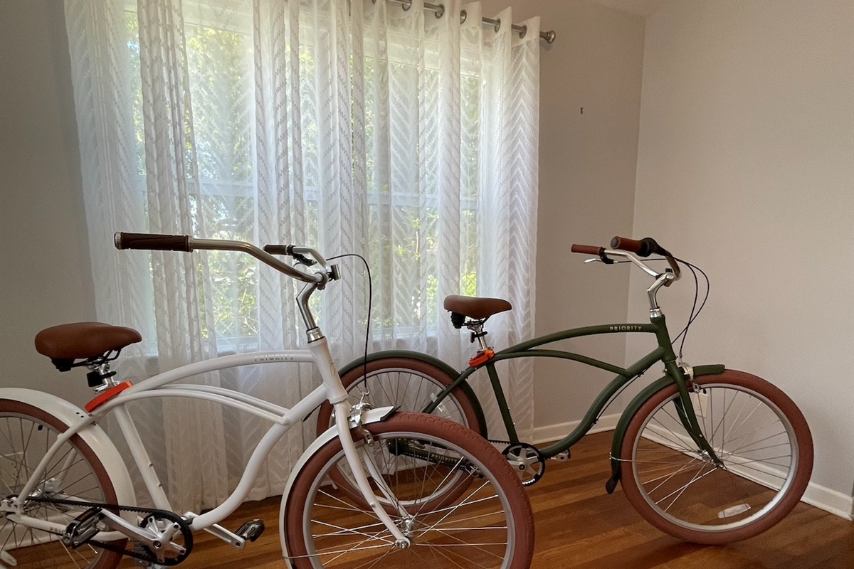 Enjoy cruising around and exploring the area on our bikes.