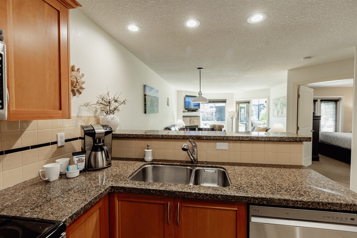 Unit A Modern Fully stocked Kitchen.