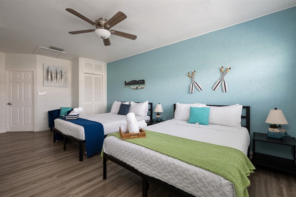 Fresh clean linens, throws, and pillows for a restful night of sleep