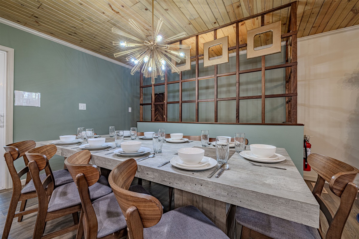 The massive table seats up to 10 comfortably!