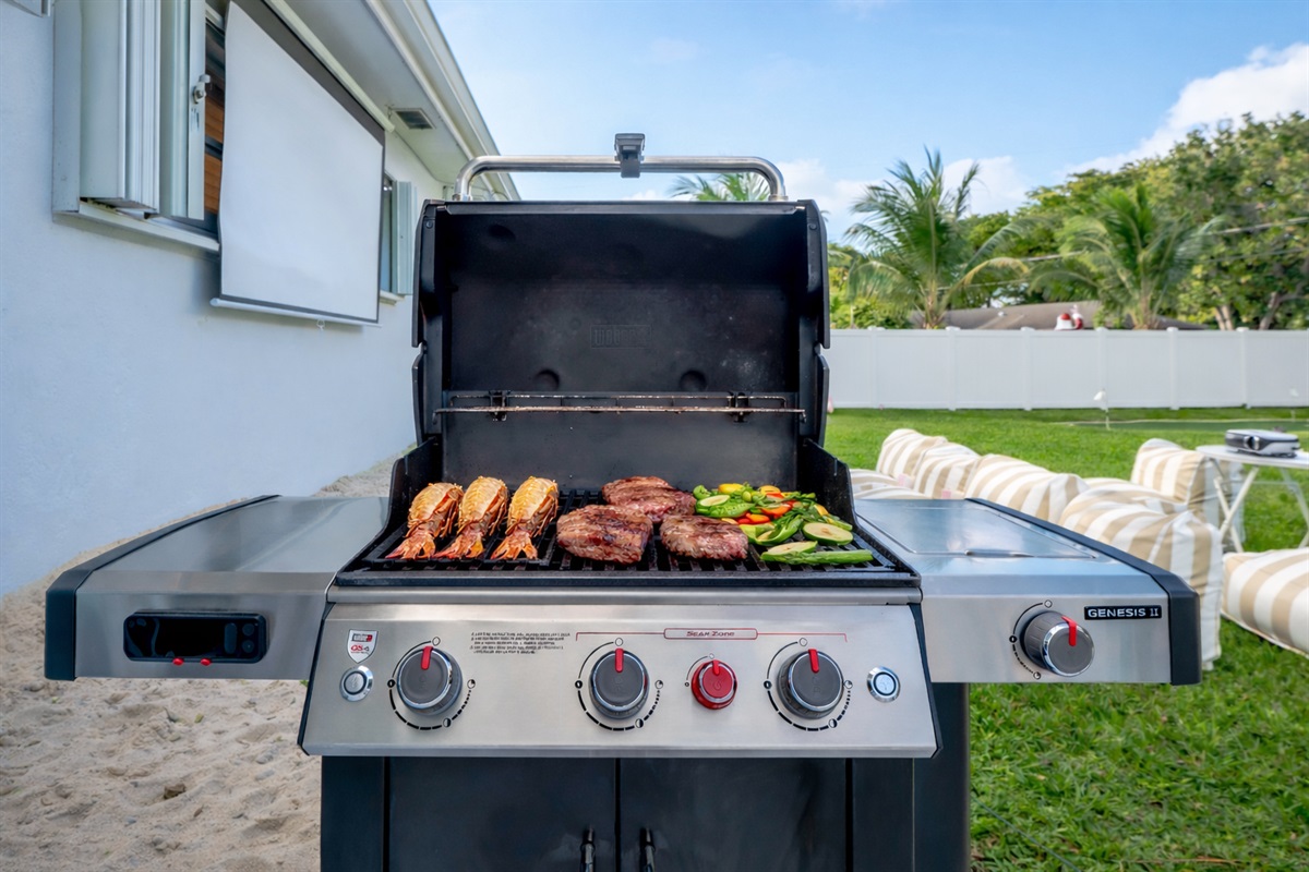 Fire up the grill and dine alfresco—perfect for poolside lunches, sunset dinners, and effortless entertaining in a lush, private backyard setting.