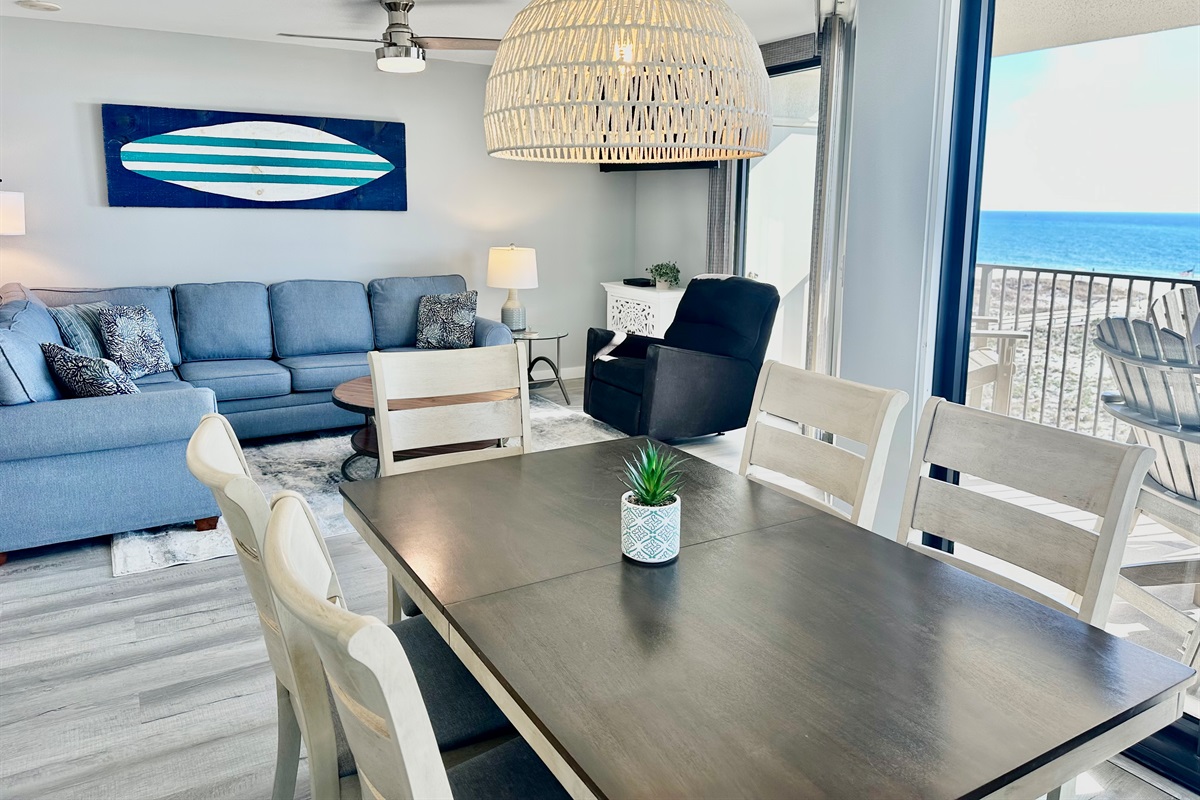 View from dining area looking into the living room...