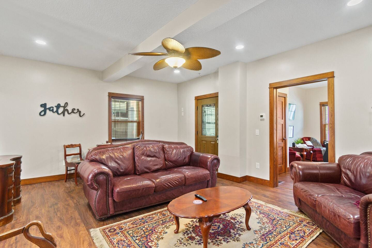 Cozy living area featuring spacious couches, perfect for relaxation and quality time.