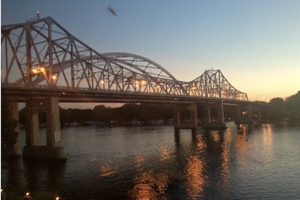 Cass Street bridges over the Mississippi.