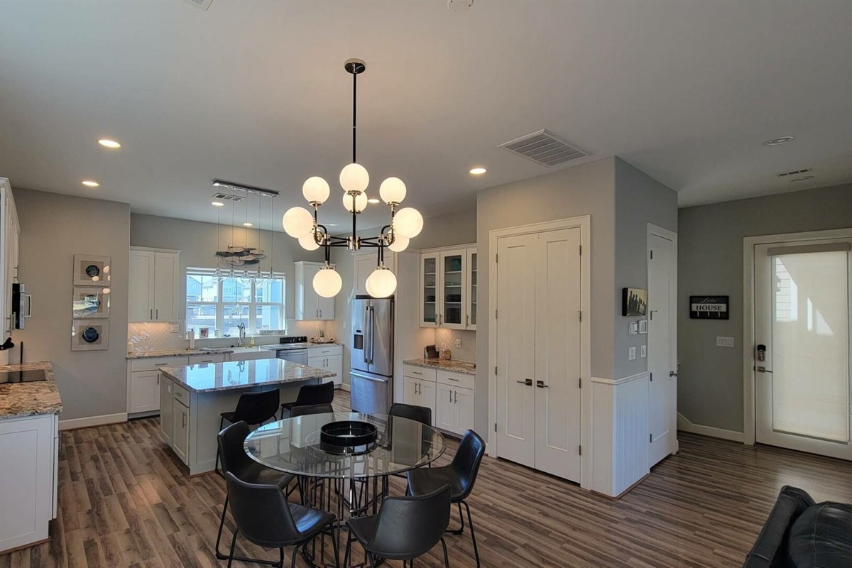 Kitchen opens up to living room
