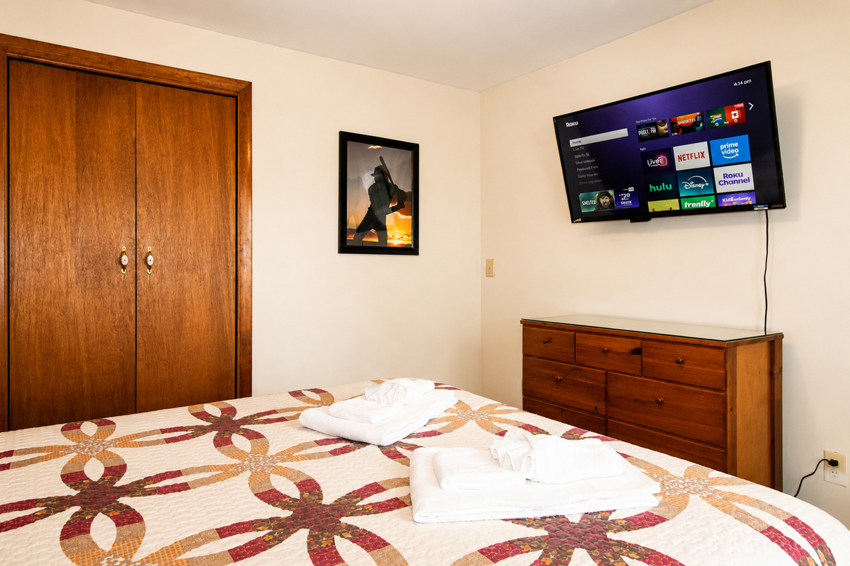40" or larger smart flat screen Roku TV in the bedroom.