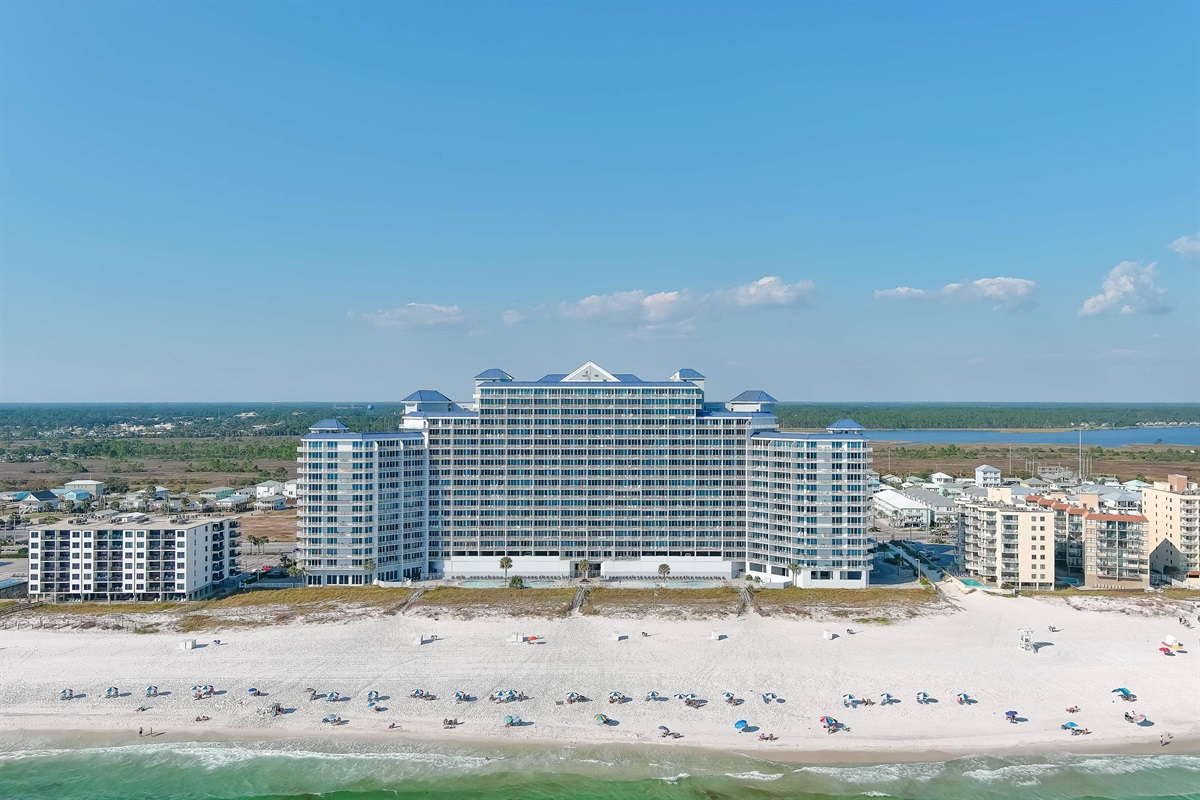 Stunning Gulf-front views from the iconic Lighthouse resort—your premier destination for a luxury beach vacation.