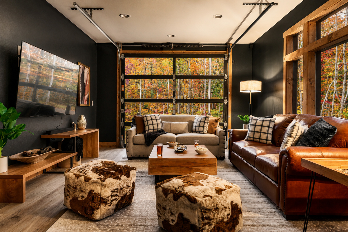 Adjacent to the dining area and front door is our dedicated TV /theater room which features 75" TV, surround sound, karaoke machine, and a scrabble table!