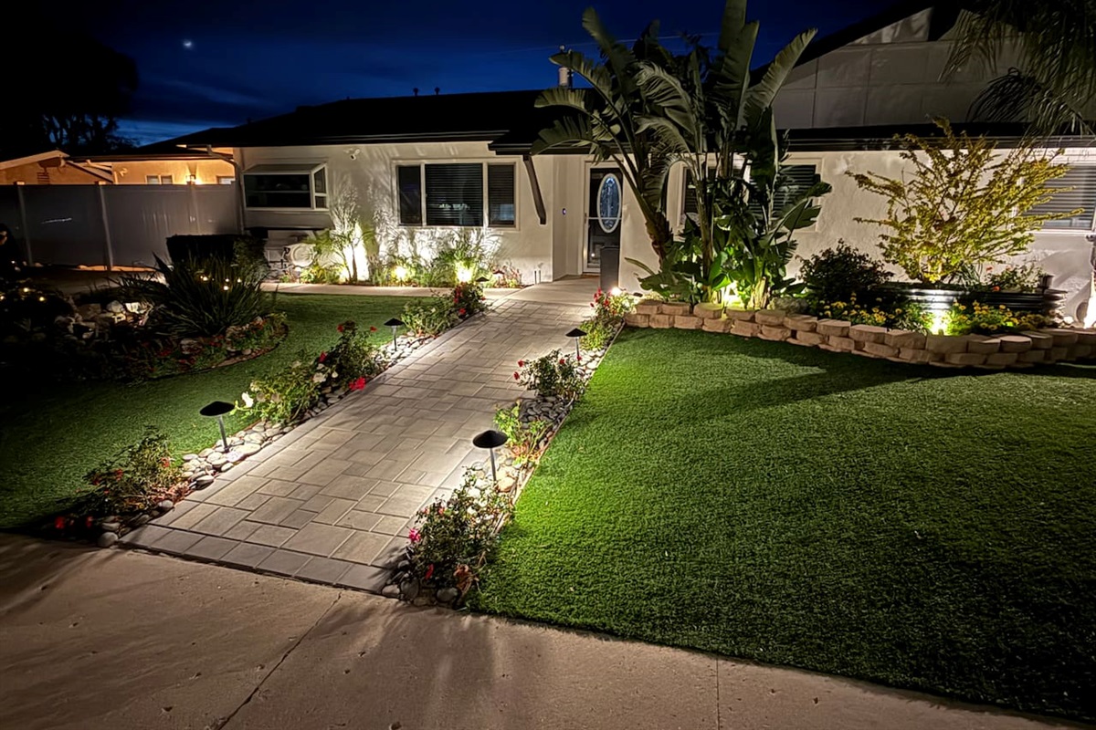 Lit Path - Walkway to front door entrance